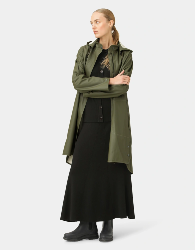 Rain Womens A-Line Rubberised Raincoat - Army 410