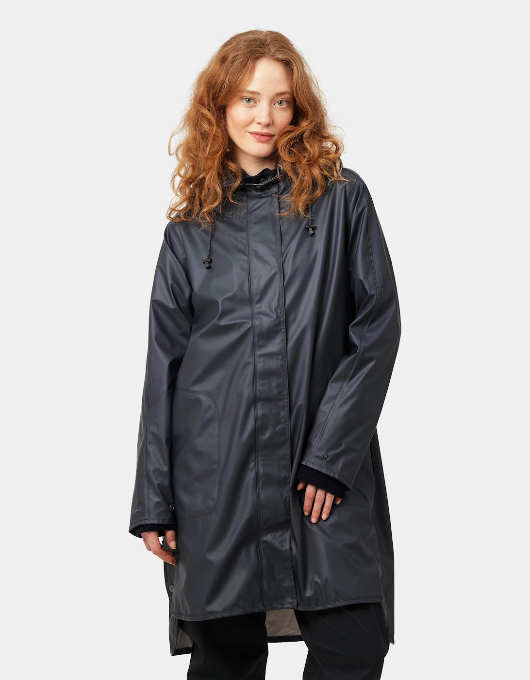 Women's Ilse Jacobsen Rain Womens A-Line Rubberised Raincoat - Dark Indigo 660 - Black - Size: UK10 eu36 us8