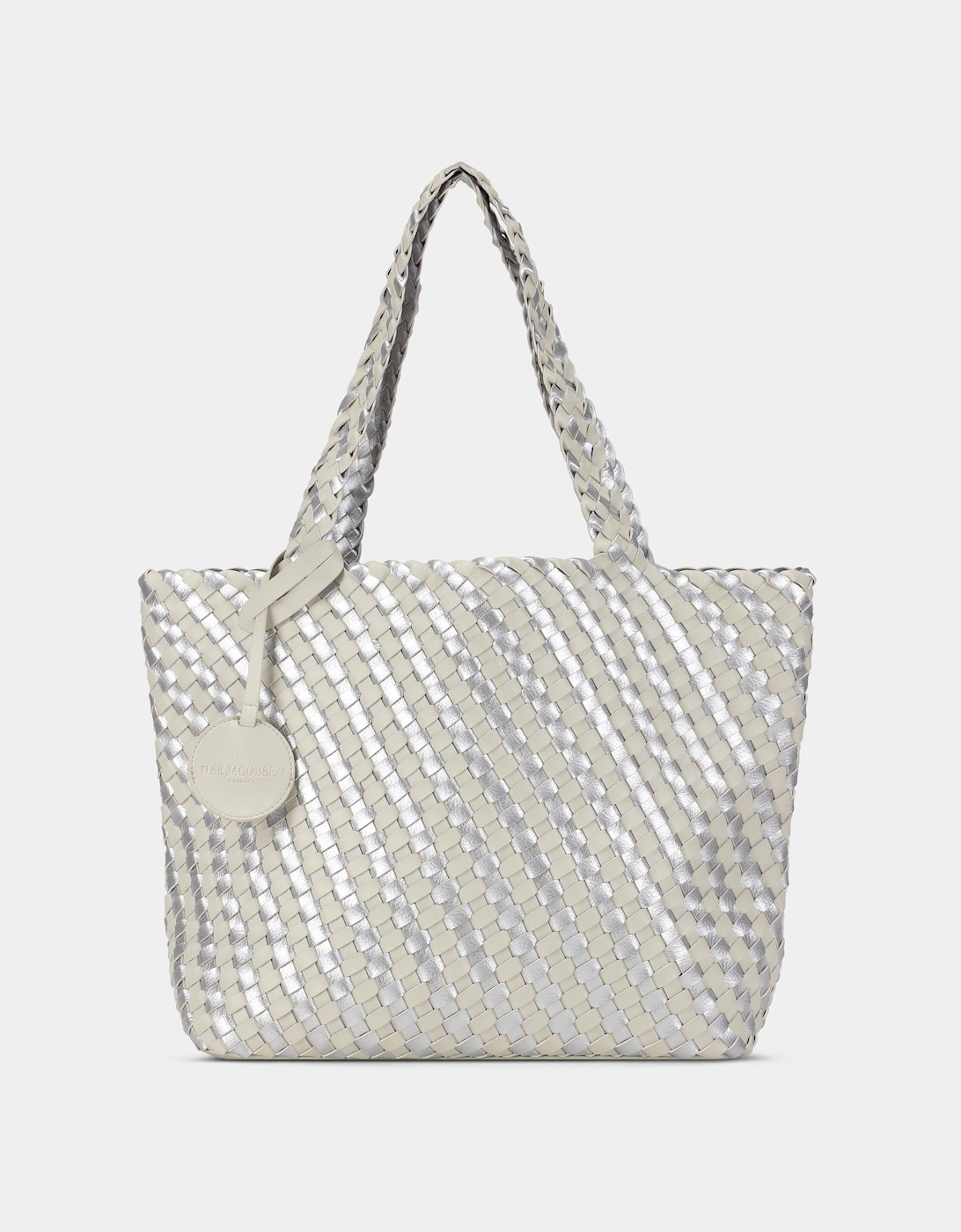 Reversable Dual Colour Womens Braided Shopper - Milk Creme Silver 121710, 2 of 1