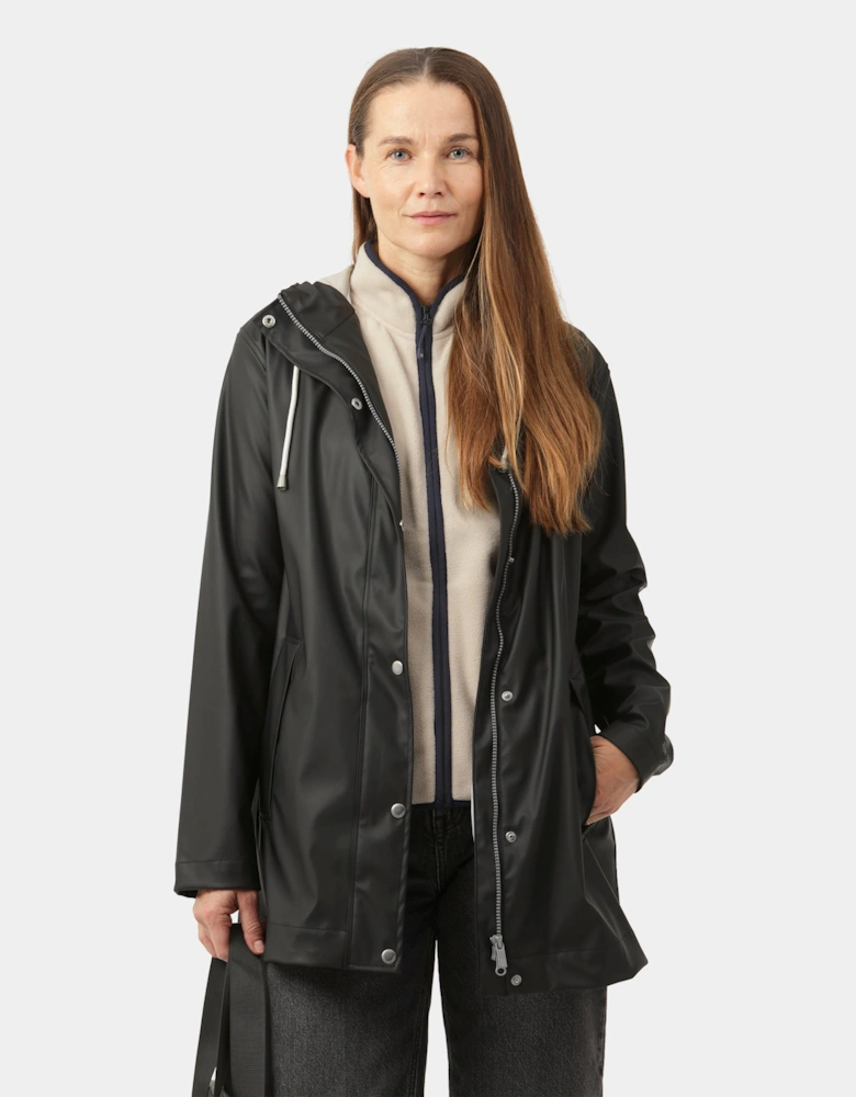 Rain Womens Short Rubberised Raincoat - Black Beauty 002
