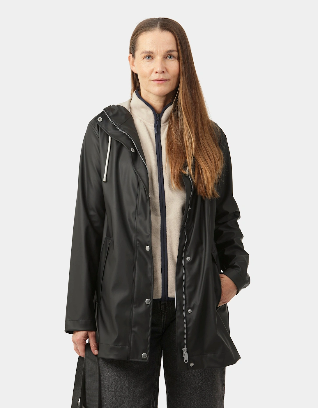 Women's Ilse Jacobsen Rain Womens Short Rubberised Raincoat - Black Beauty 002 - Size: UK10 eu36 us8