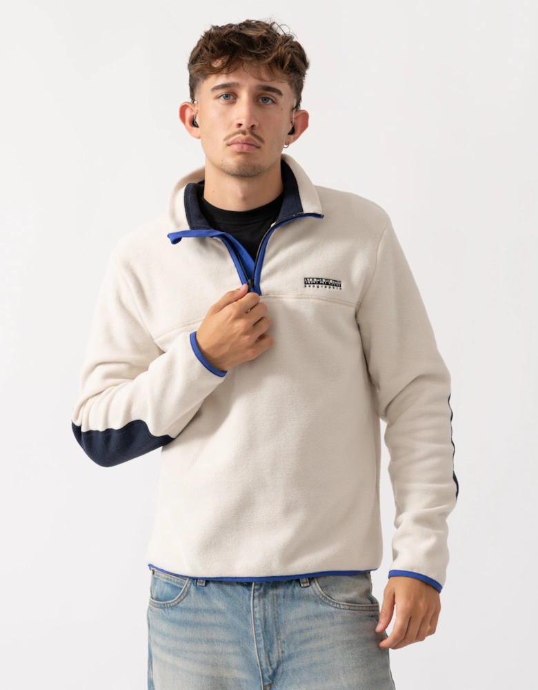 Dergana Mens Half Zip Sweatshirt - Beige Dimity N1J