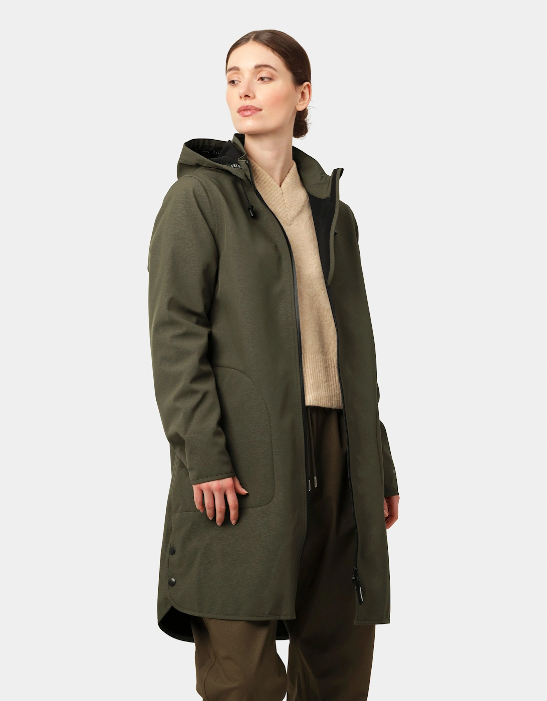 Rain Womens A-Line Softshell Raincoat - Army 410, 2 of 1