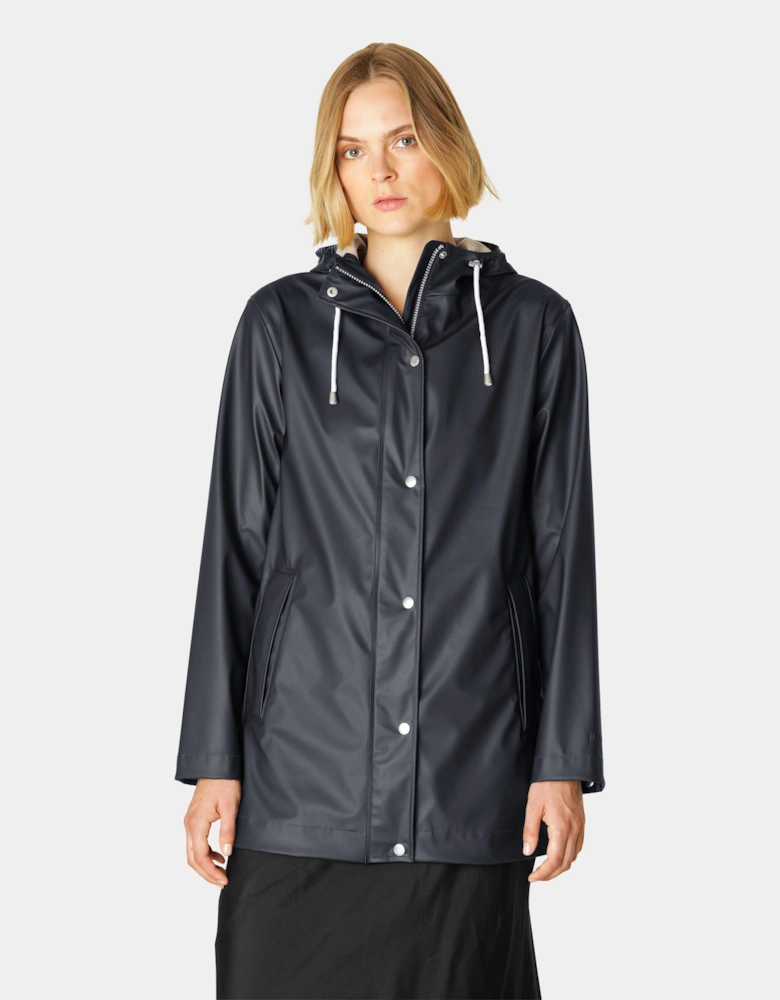 Rain Womens Short Rubberised Raincoat - Dark Indigo 660