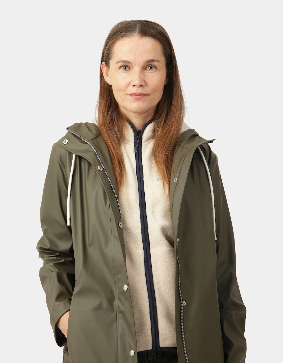 Women's Ilse Jacobsen Rain Womens Short Rubberised Raincoat - Army 410 - Tan - Size: UK16 eu42 us14