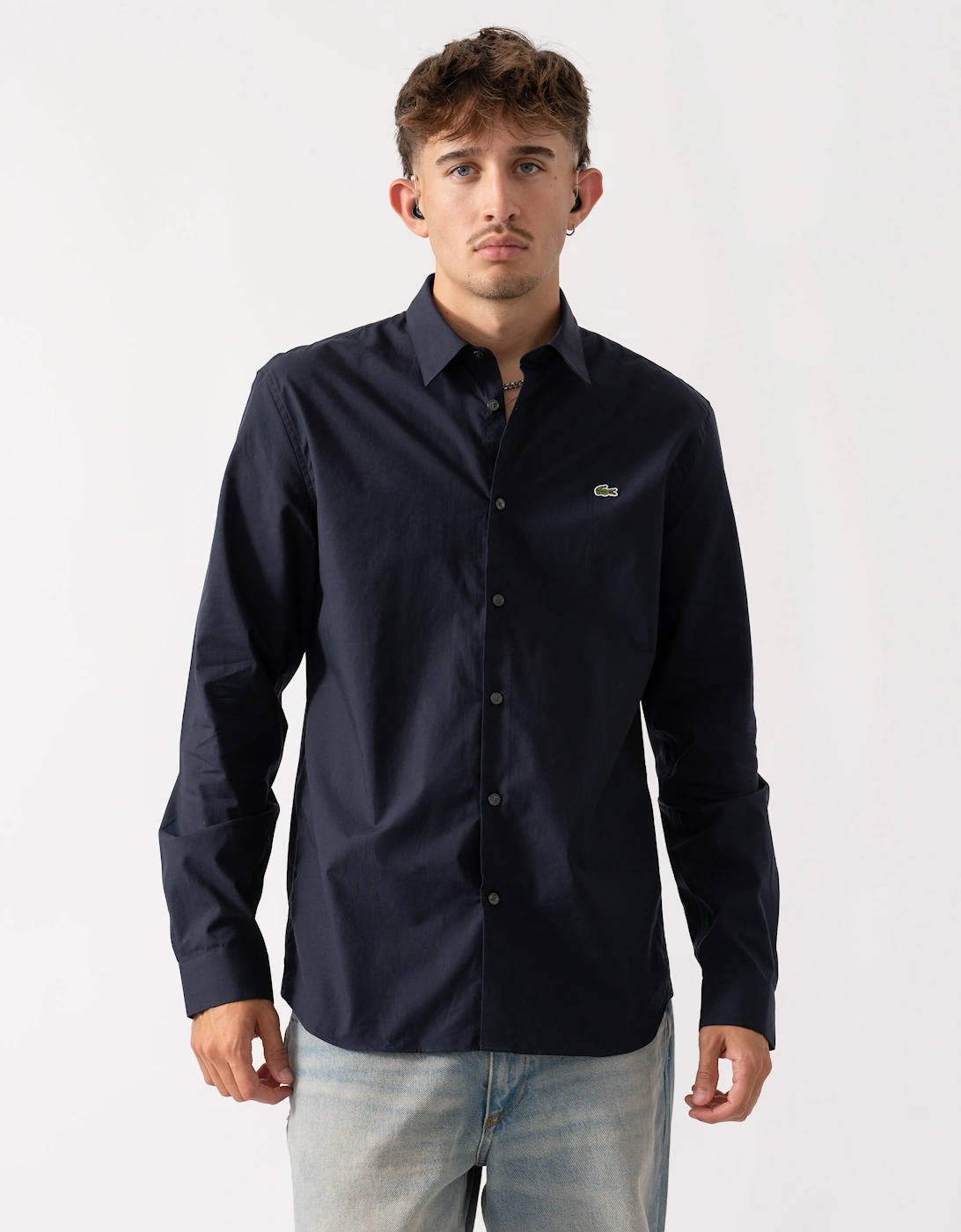 Men's Lacoste Mens Long Sleeve City Shirt - Abysm HDE - Navy - Size: 40/Regular