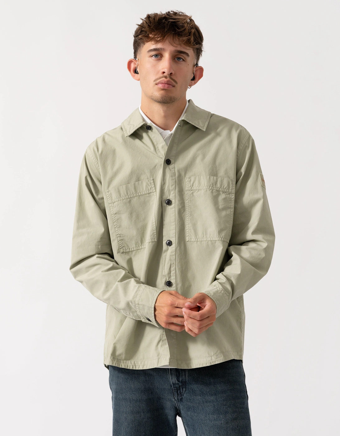 BOSS Orange Locky 2 Mens Overshirt 50543519 - Open Green 370, 2 of 1