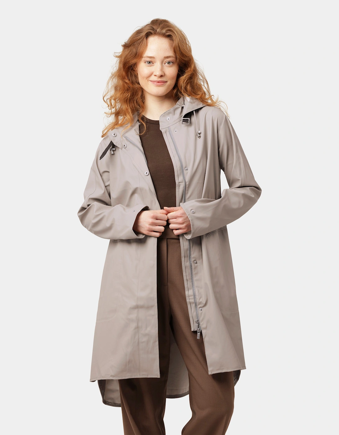 Women's Ilse Jacobsen Rain Womens A-Line Rubberised Raincoat - Atmosphere 149 - Tan - Size: UK10 eu36 us8