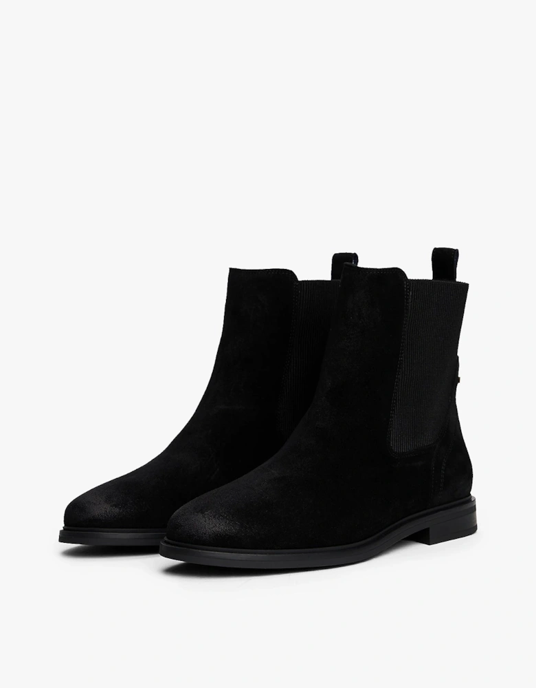 Flag Womens Suede Chelsea Boots - Black