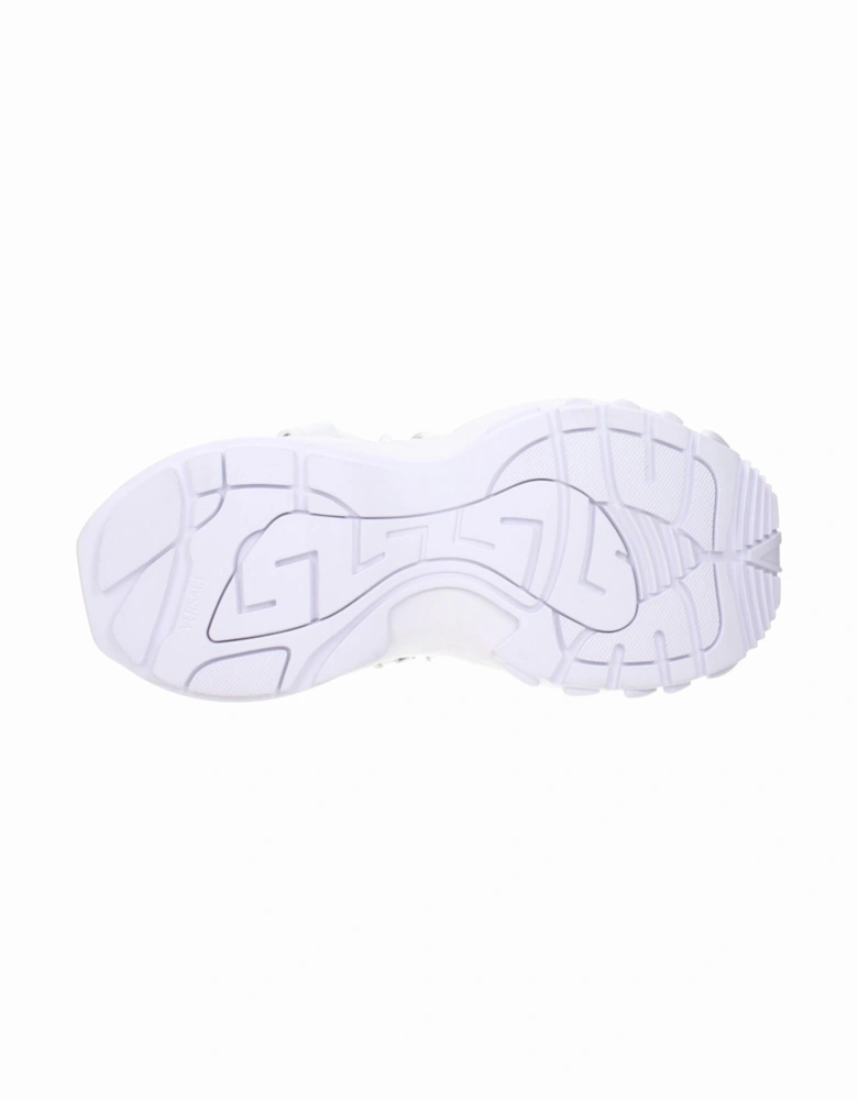 Leather Sneakers with Multiple Logos Women - White