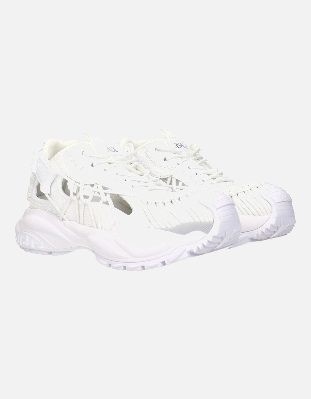 Leather Sneakers with Multiple Logos Women - White
