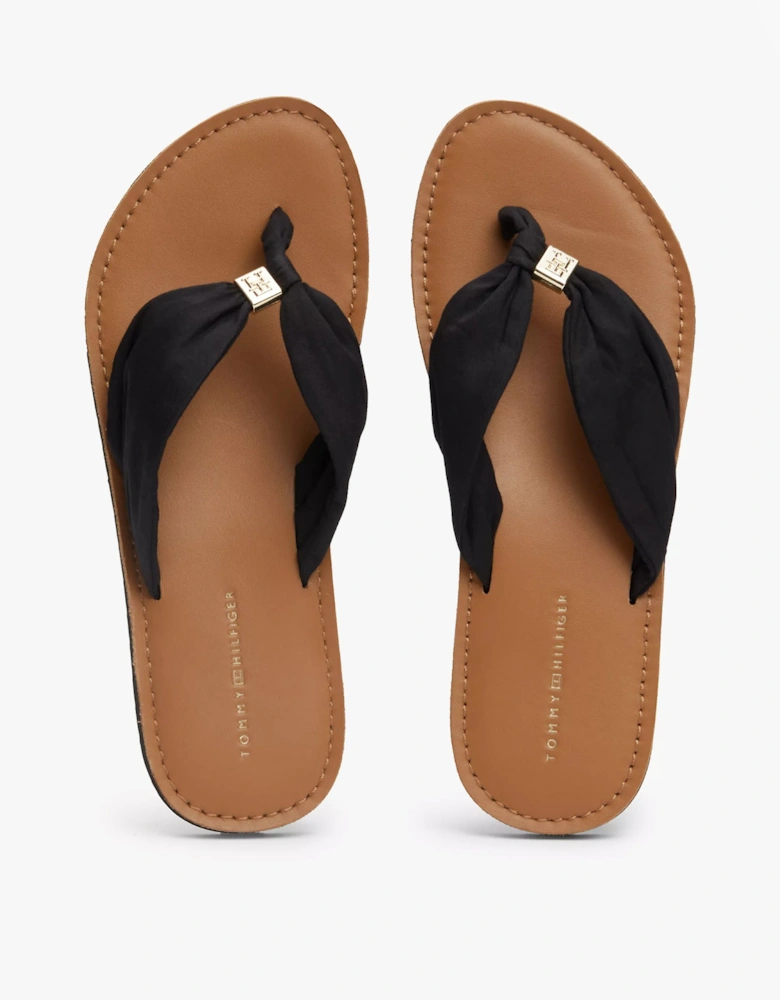 ELEVATED BEACH Womens Flip Flops Black