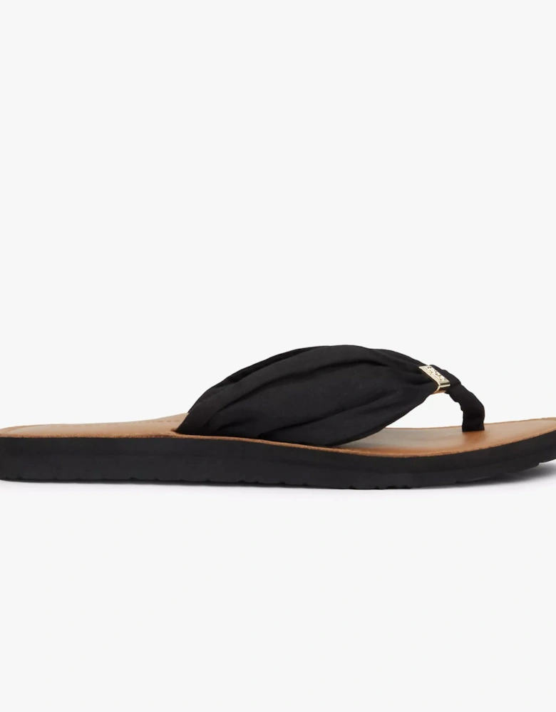 ELEVATED BEACH Womens Flip Flops Black
