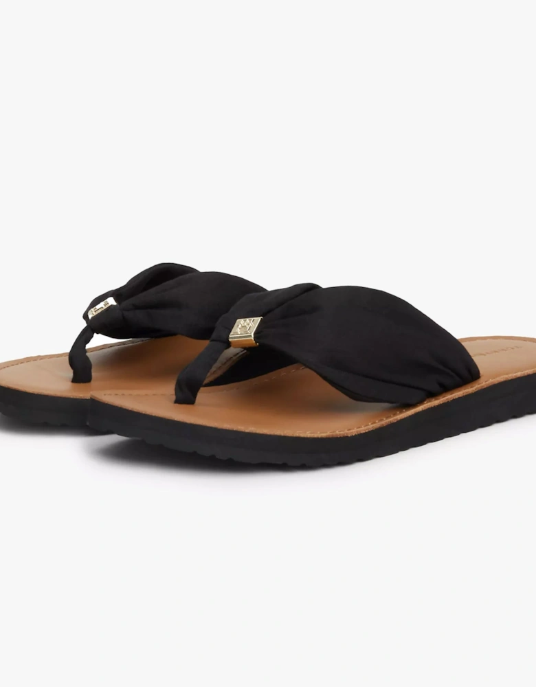 ELEVATED BEACH Womens Flip Flops Black