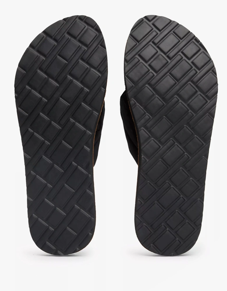 ELEVATED BEACH Womens Flip Flops Black