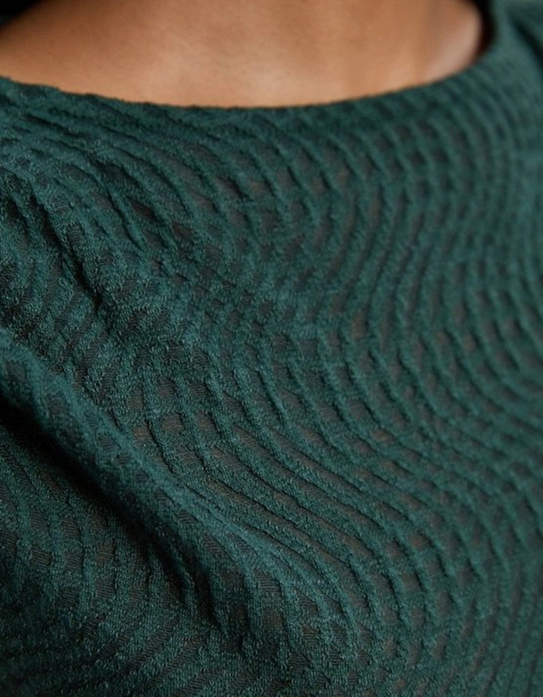 Sheered Textured Jersey Short Sleeve Top