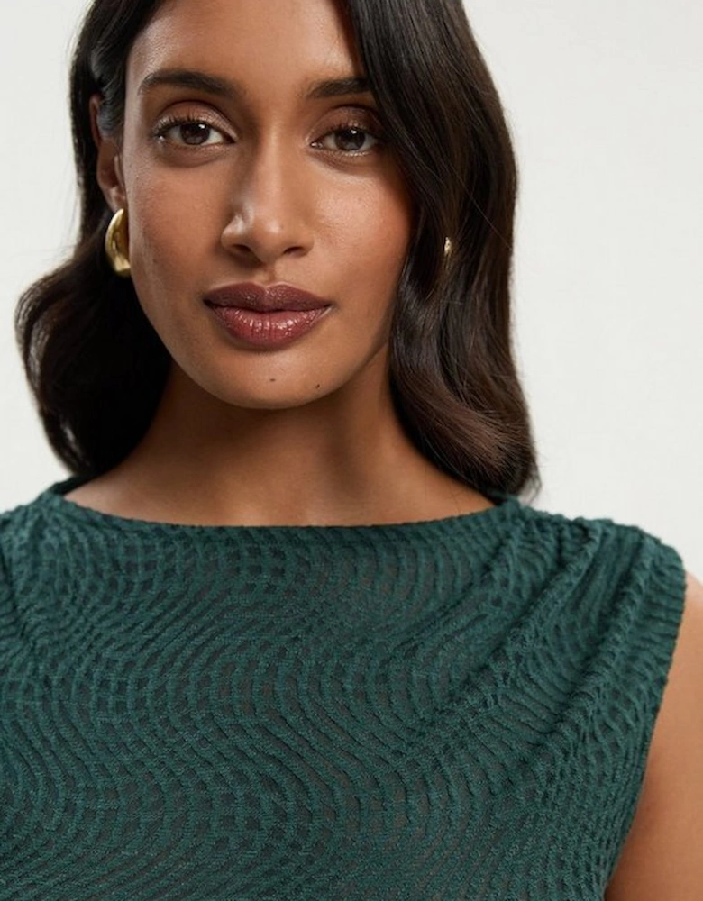 Sheered Textured Jersey Short Sleeve Top