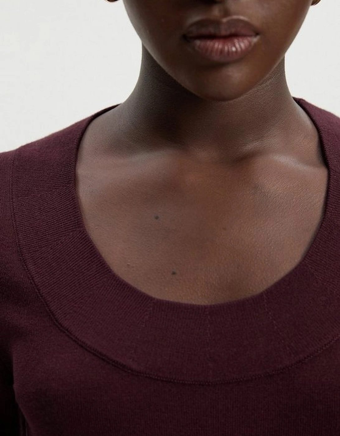 Viscose Blend Long Sleeve Scoop Neck Knitted Top