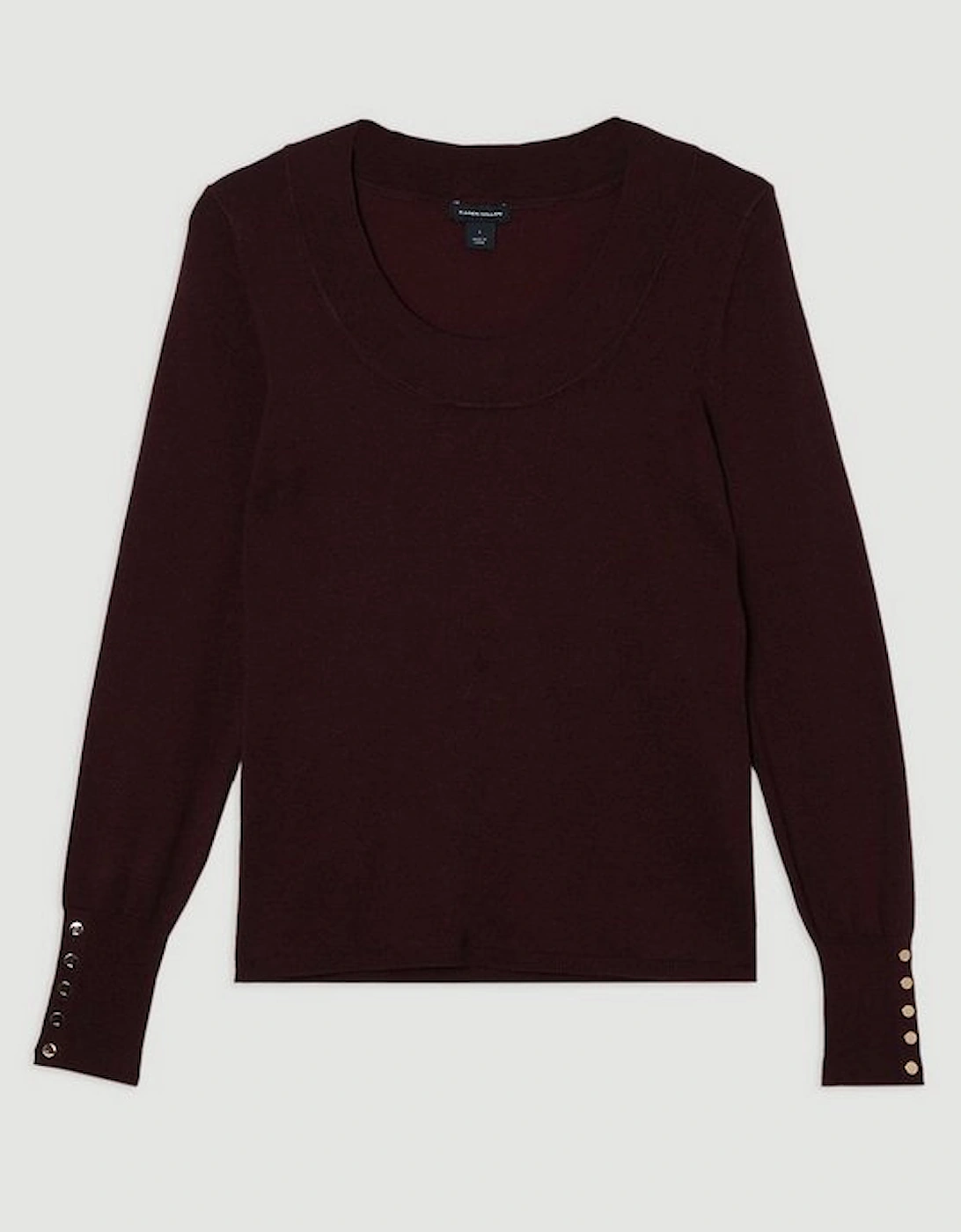 Viscose Blend Long Sleeve Scoop Neck Knitted Top