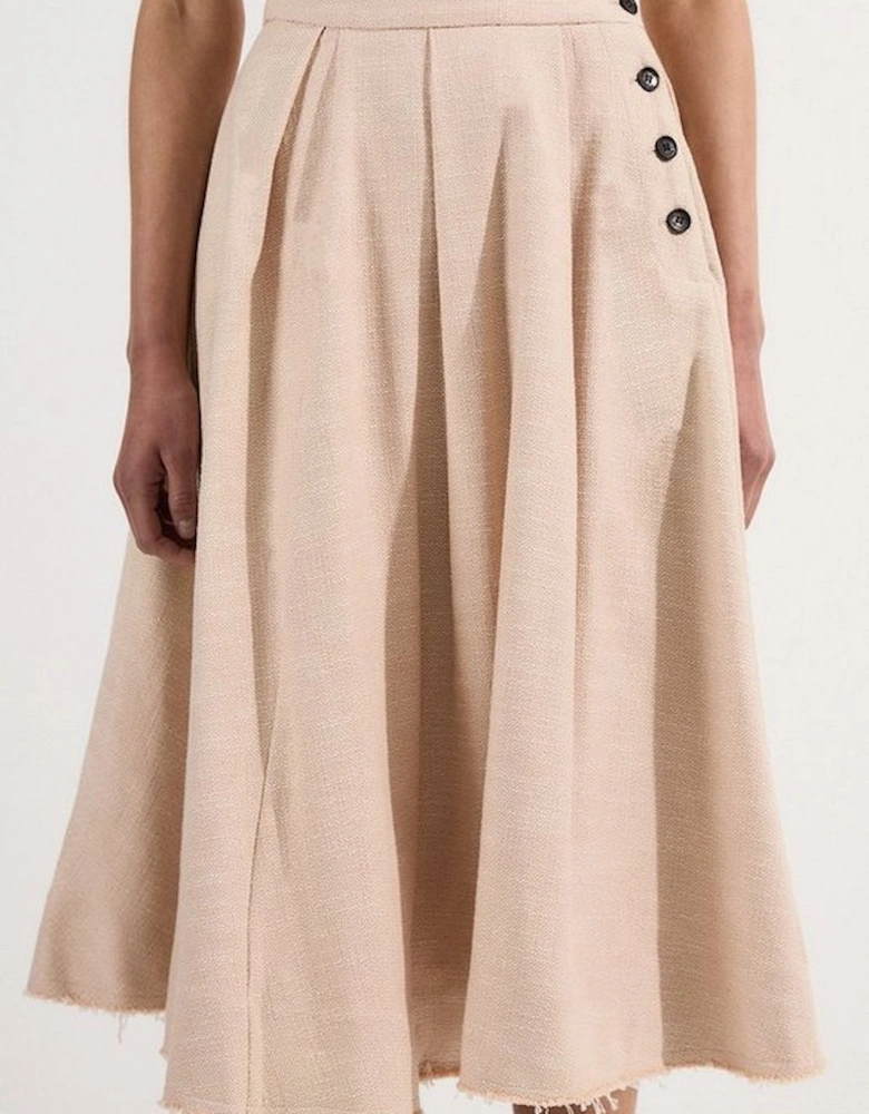 Spring Tweed Tailored Pleated Full Skirt