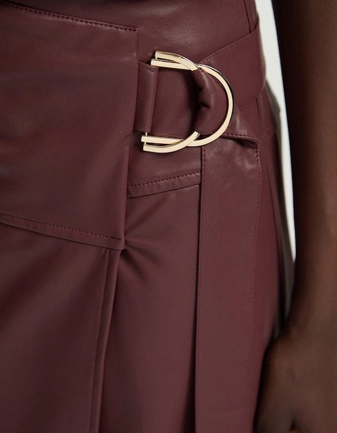 Faux Leather Tie Detail Wrap Midi Skirt