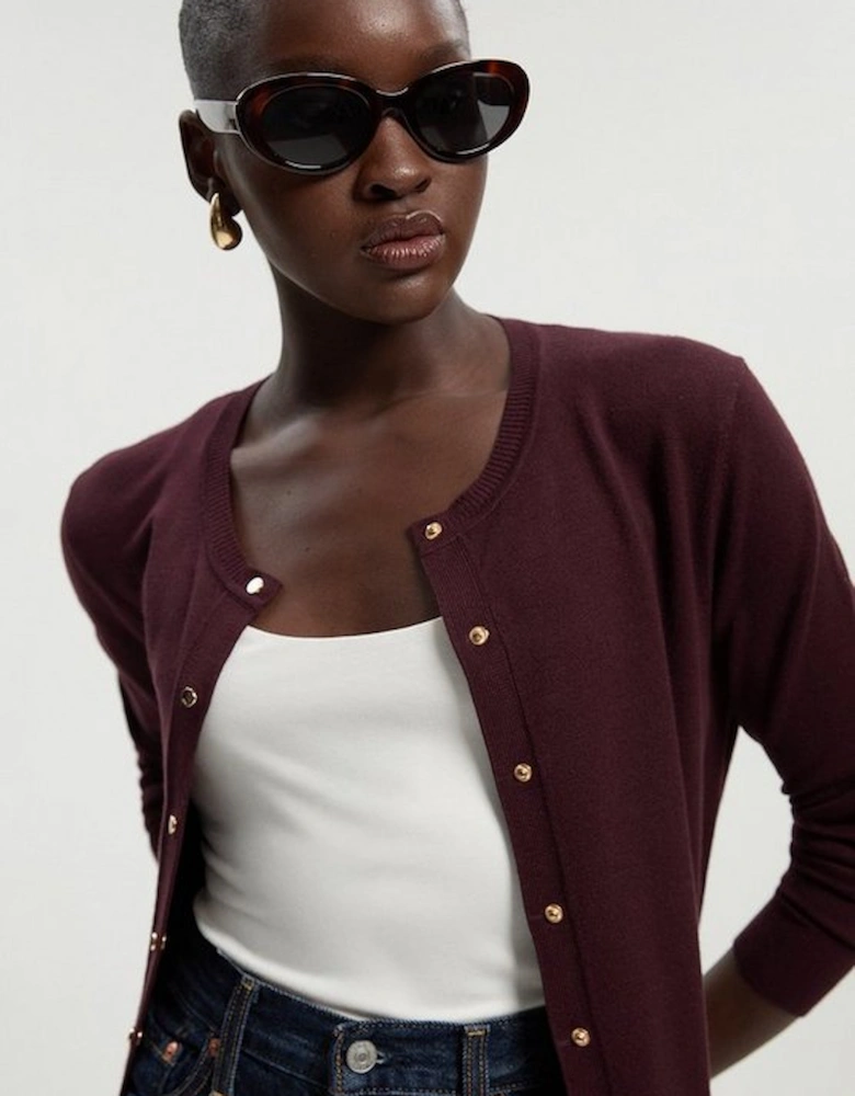 Viscose Blend Popper Knitted Cardigan