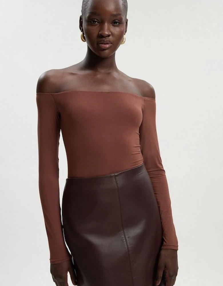 Cold Shoulder Long Sleeve Contour Jersey Bodysuit