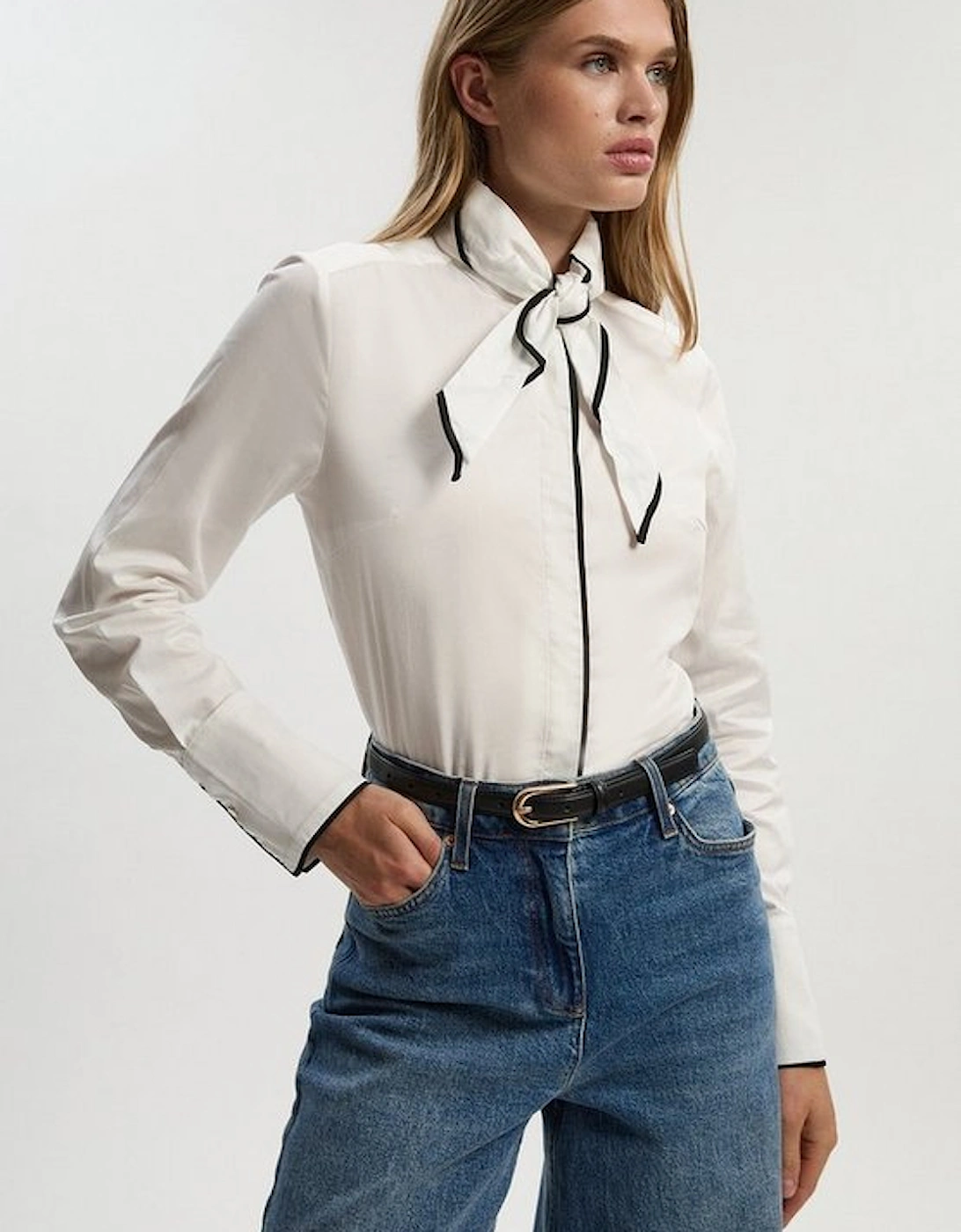 Detachable Scarf with Contrast Detail Woven Shirt, 4 of 3