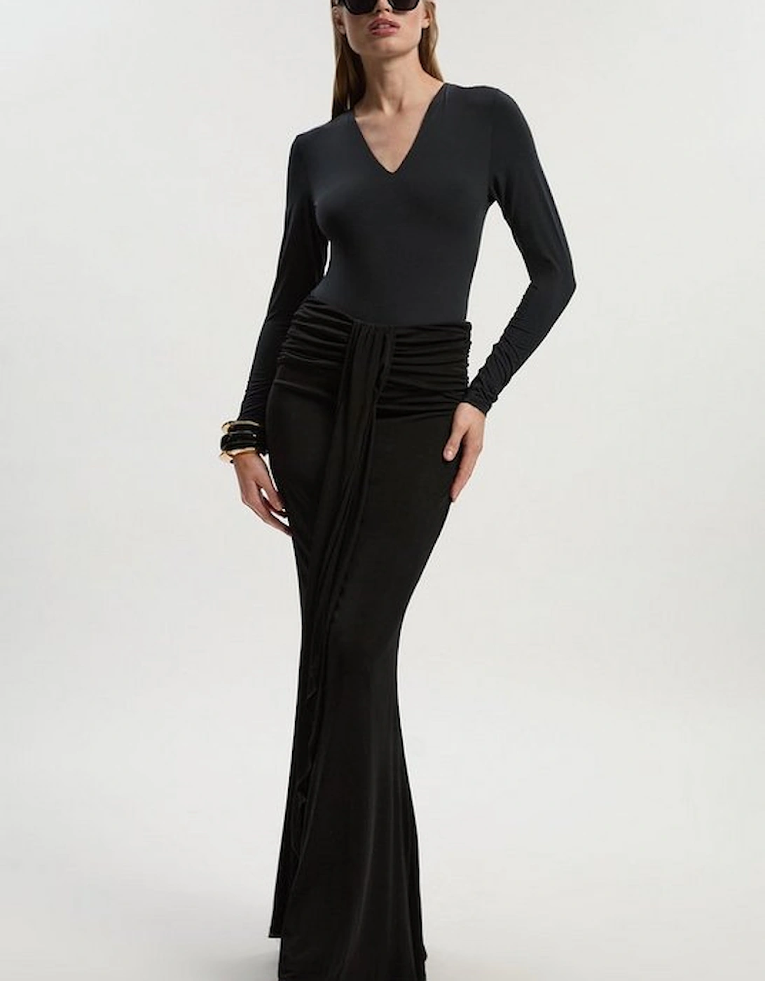 Premium Stretch Crepe Jersey Maxi Skirt, 2 of 1