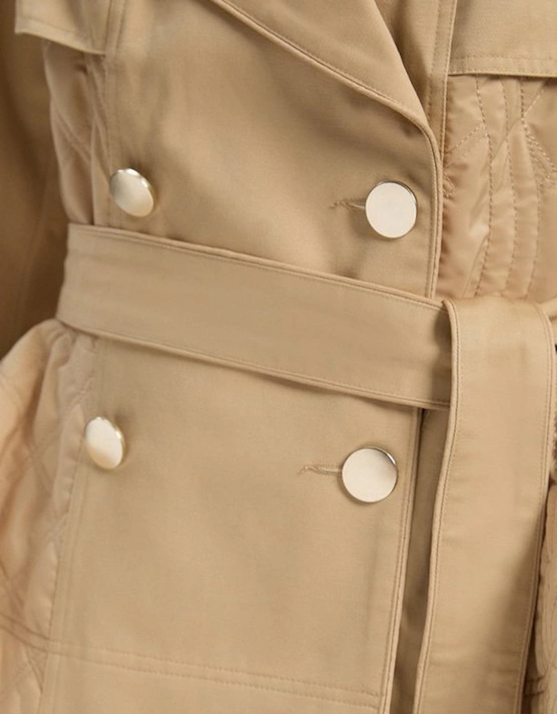 Quilted Padded Peplum Short Trench Coat