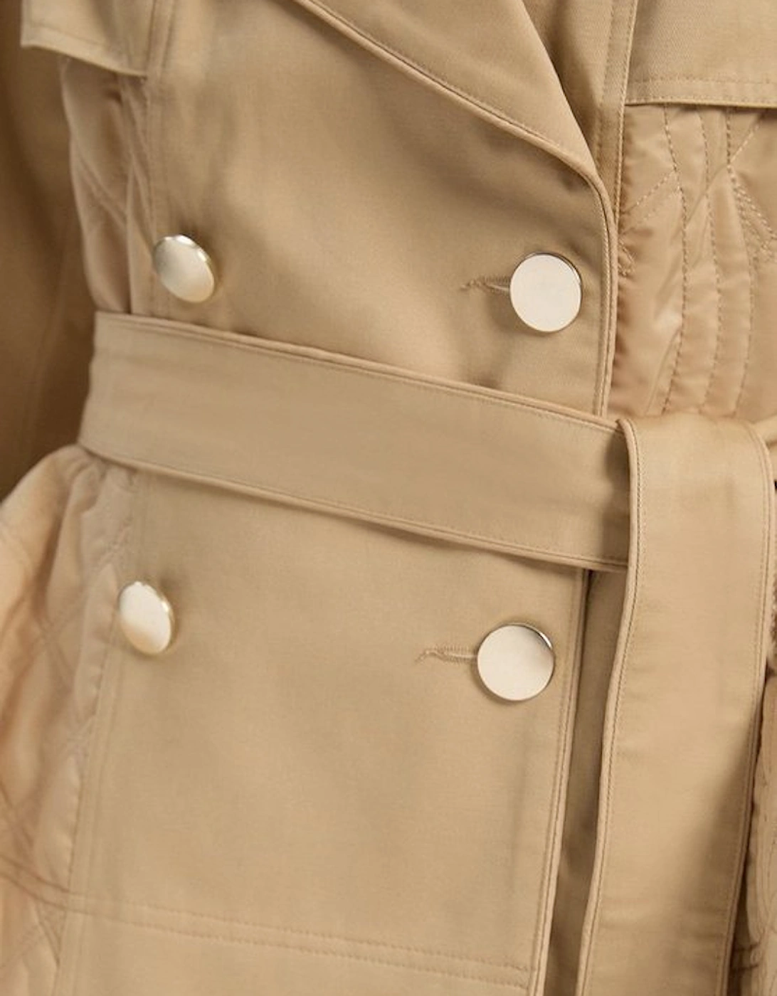 Quilted Padded Peplum Short Trench Coat