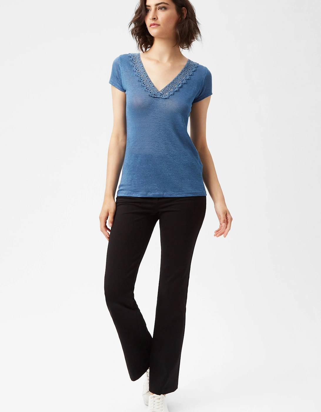 Crochet Detail V Neck T-shirt, 2 of 1