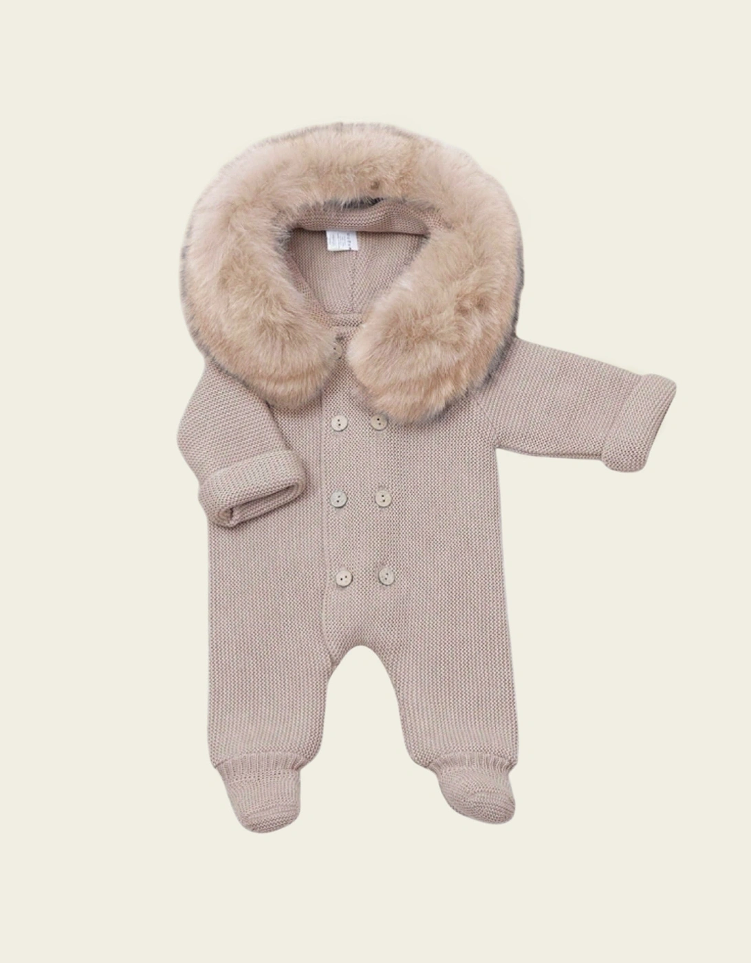 Sand Knit Faux Fur Pramsuit, 2 of 1
