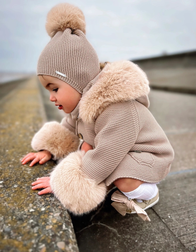 Sand Knit Faux Fur Cardigan
