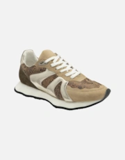 Beige/Gold Leather