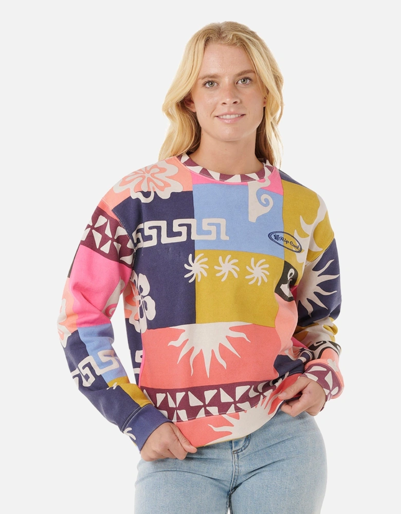 Rip Curl Womens Keepsakes Crew Neck Print Storm Half Zip Fleece