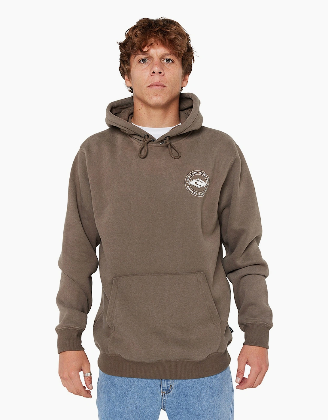 Ripcurl Men's Brown Rip Curl Staple Back Print Logo Hoodie - : 36 S