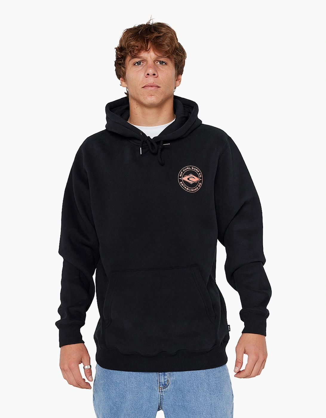 Ripcurl Men's Black Rip Curl Staple Back Print Logo Hoodie  38 M