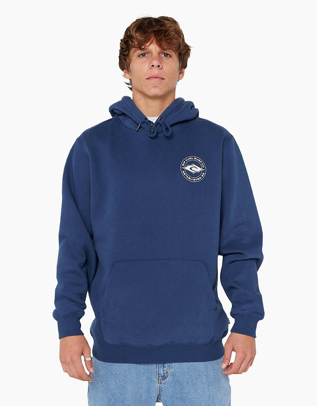 Ripcurl Men's Blue Rip Curl Staple Back Print Logo Hoodie  40 L