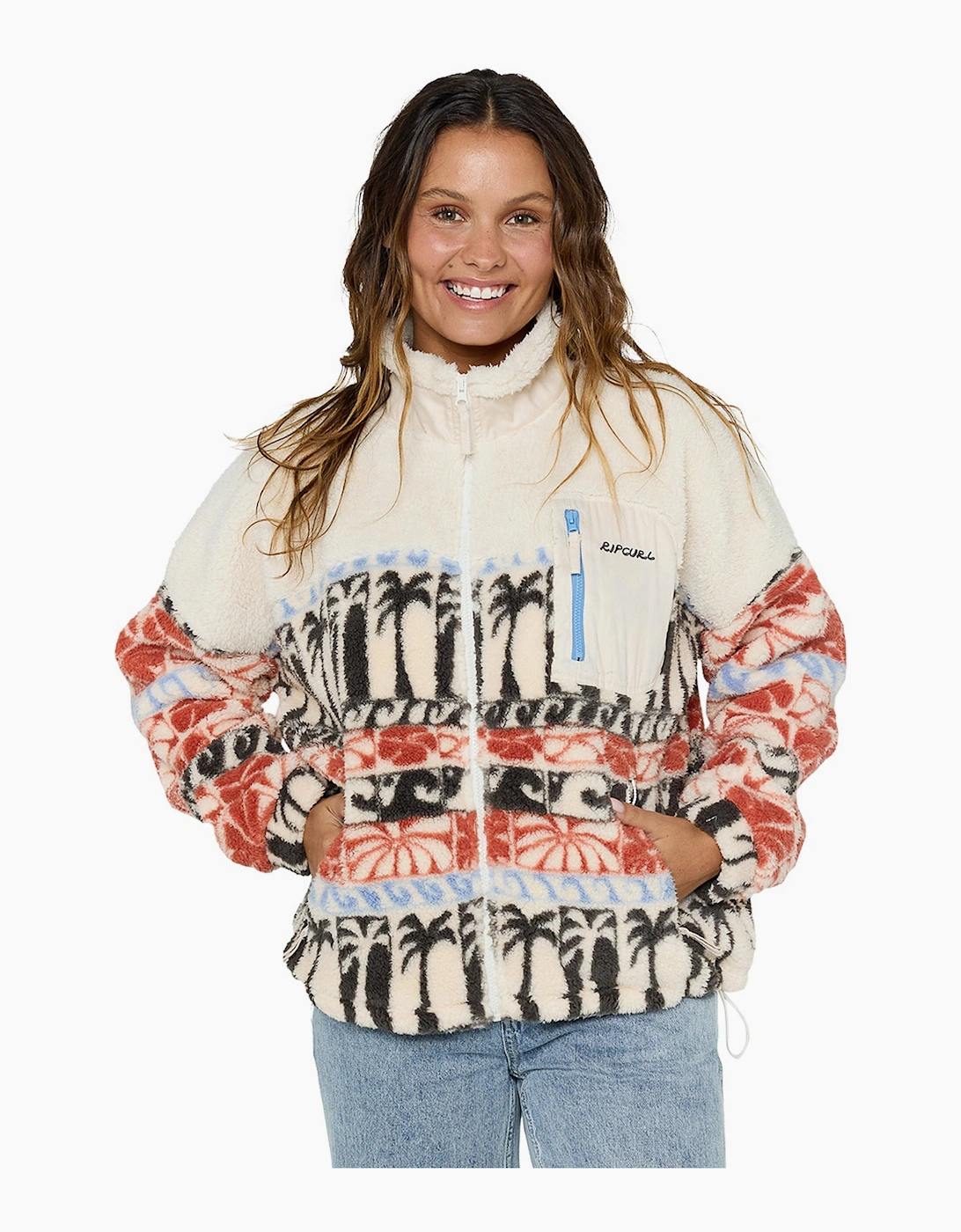 Ripcurl Women's Rip Curl Womens Oceanic Crew Neck Full Zip Fleece - Cream - Size: 10/8