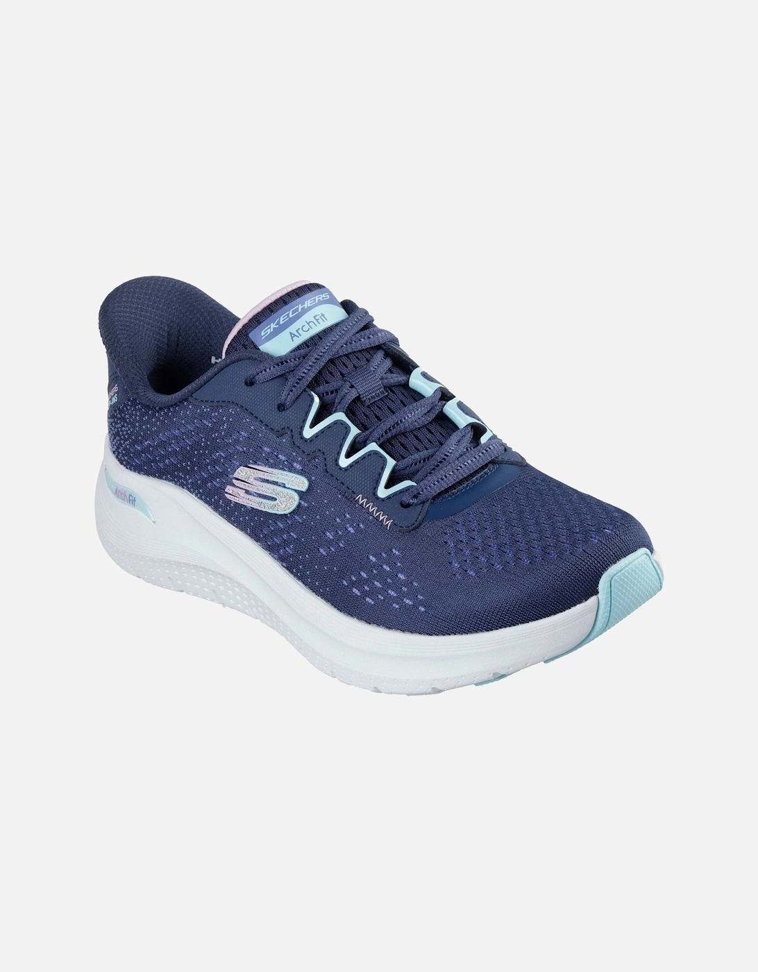Skechers Women's Navy Arch Fit 2.0 Fresh Pace Textile /Multi Trainers - : 8 Size 8