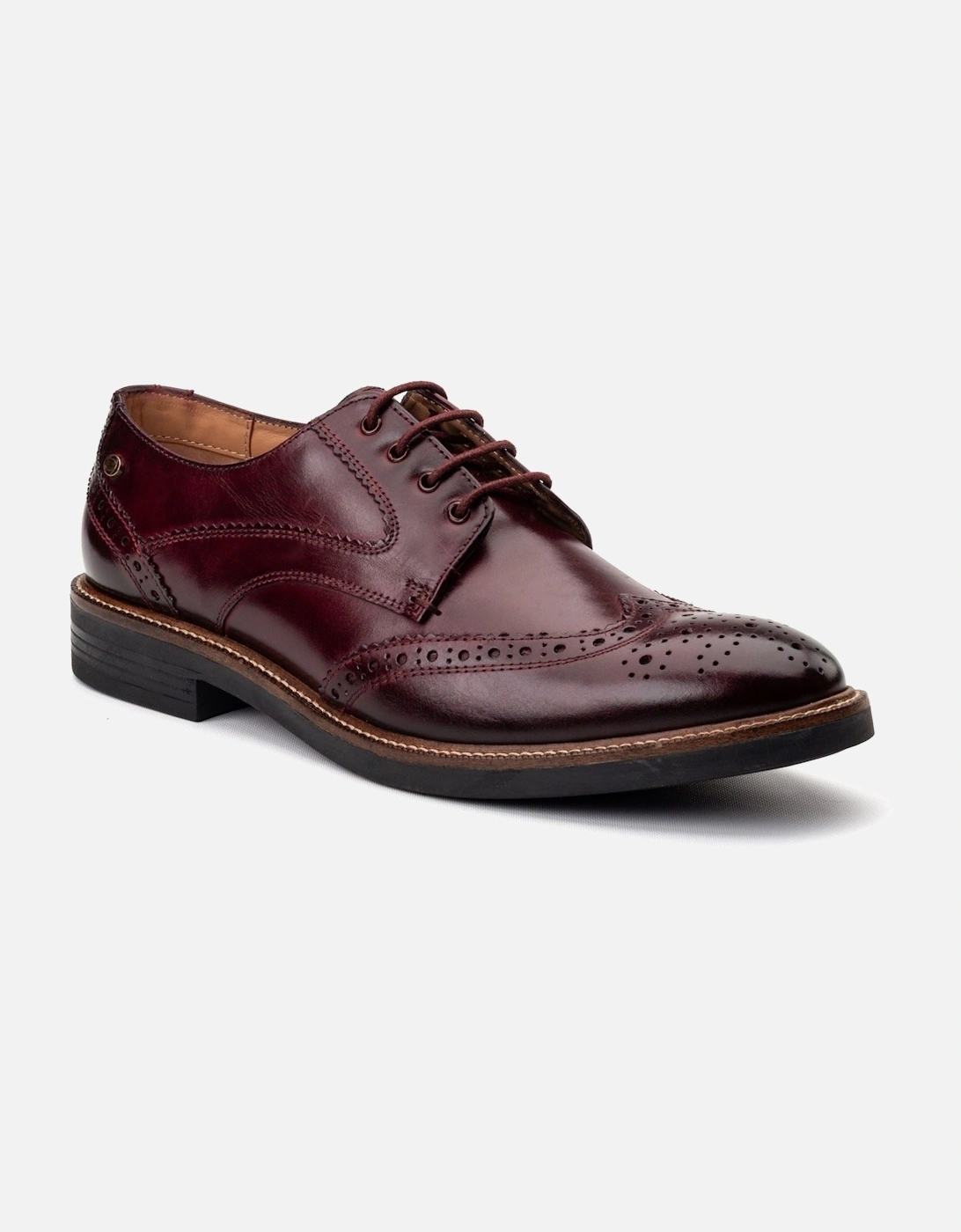 Base Men's Red London York Leather Bordo Brogues Shoes - : 9 Size 9