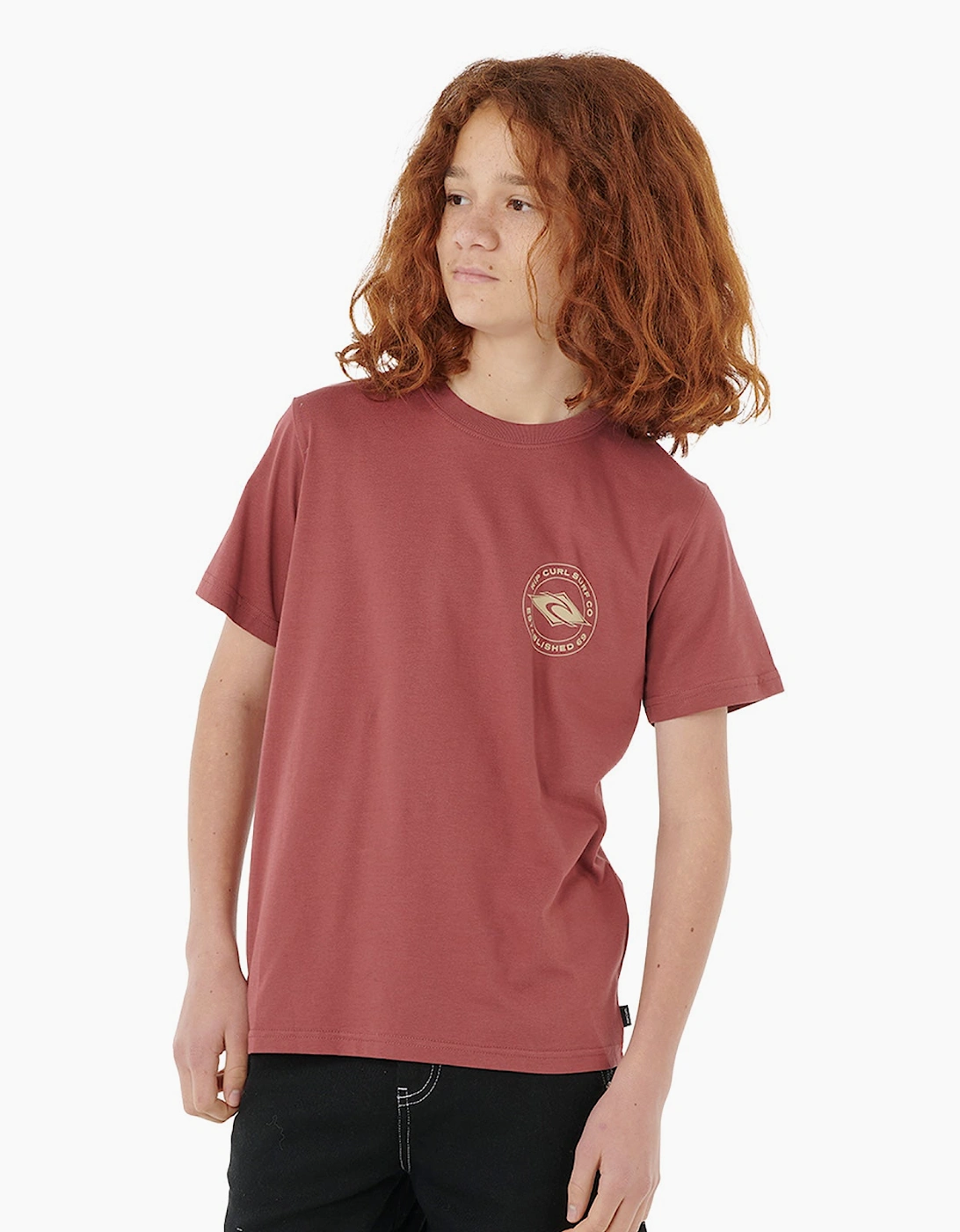 Ripcurl Ripcurl Rip Curl Kids Stapler Tee Graphic Short Sleeve T-Shirt - Red