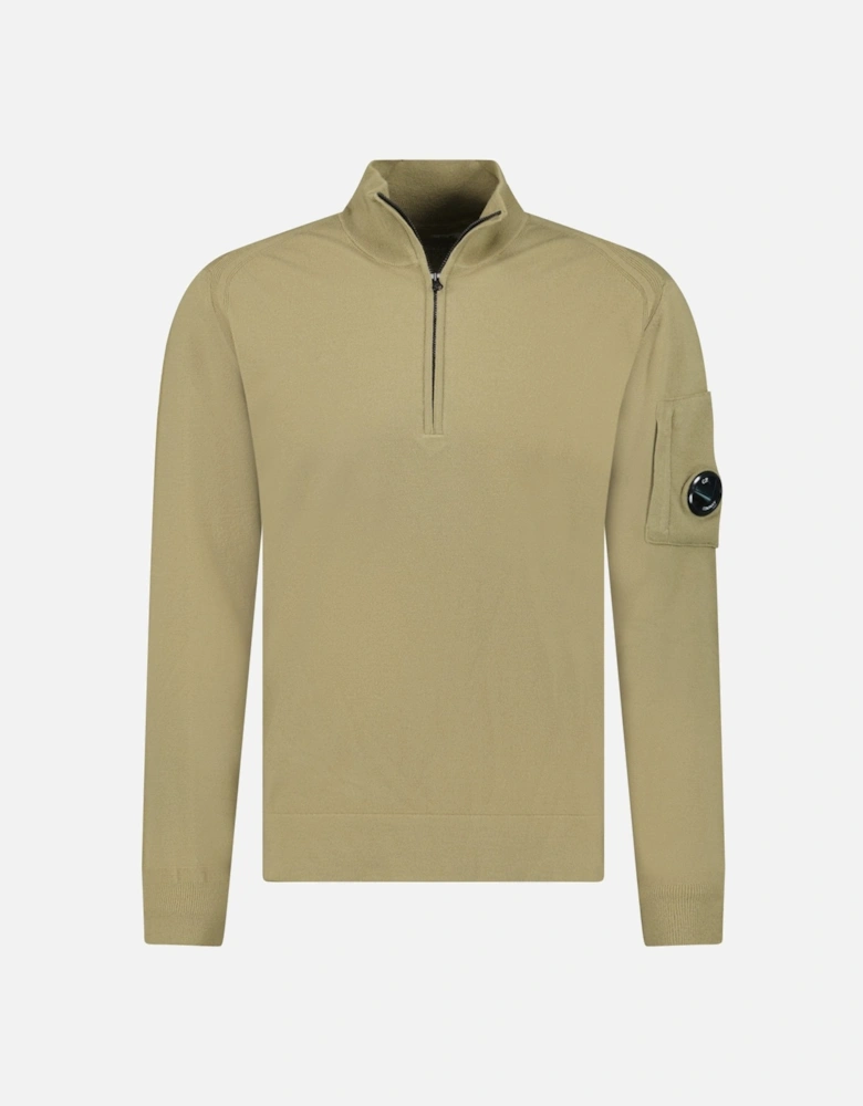 Collar 1/4 Zip Knitted Lens Fleece Sage Green