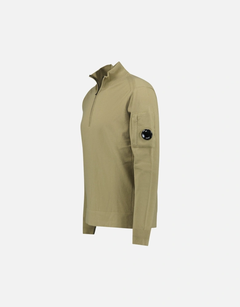 Collar 1/4 Zip Knitted Lens Fleece Sage Green