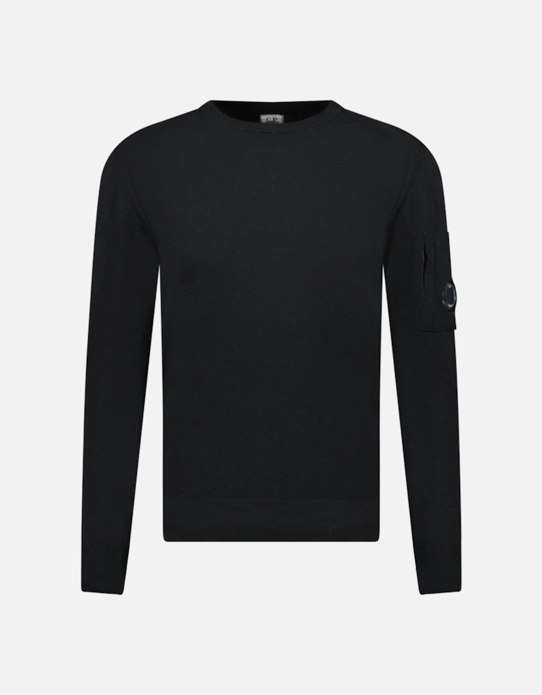 Knitted Wool Crew Neck Sweatshirt Black