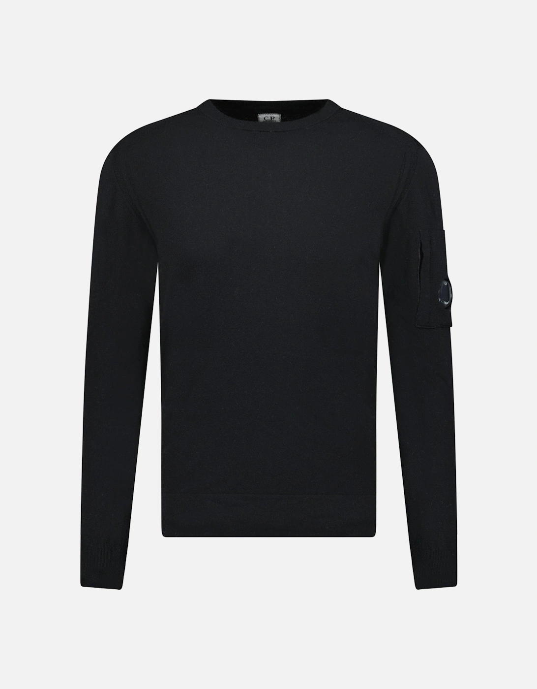 Knitted Wool Crew Neck Sweatshirt Black, 3 of 2