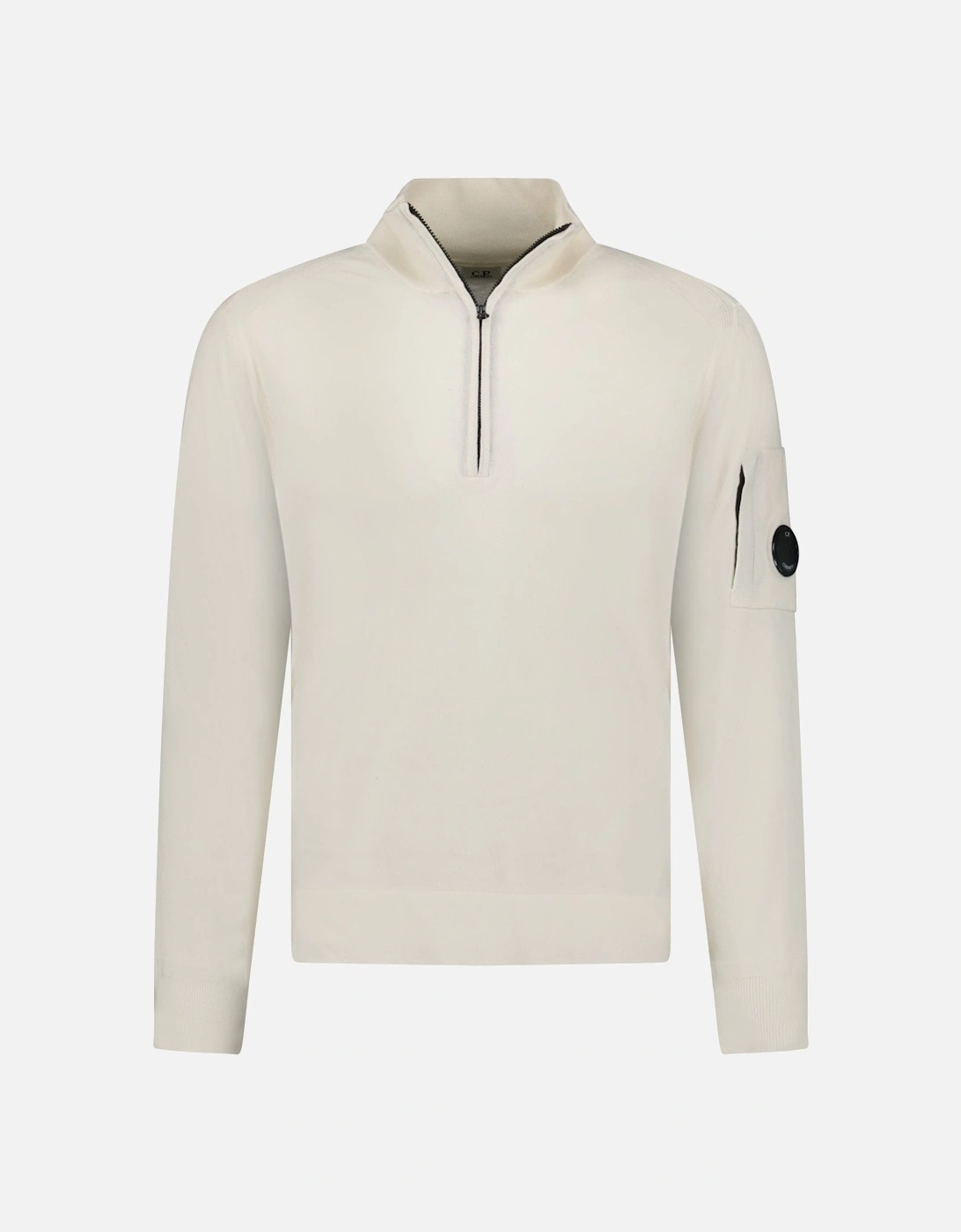 Collar 1/4 Zip Knitted Lens Fleece Gauze White, 3 of 2