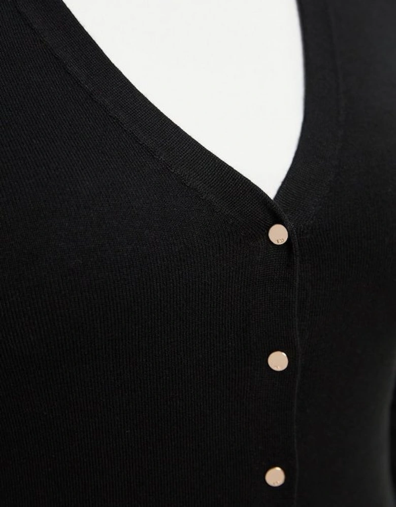 Plus Size Viscose Blend Knitted Button Detail Cardigan