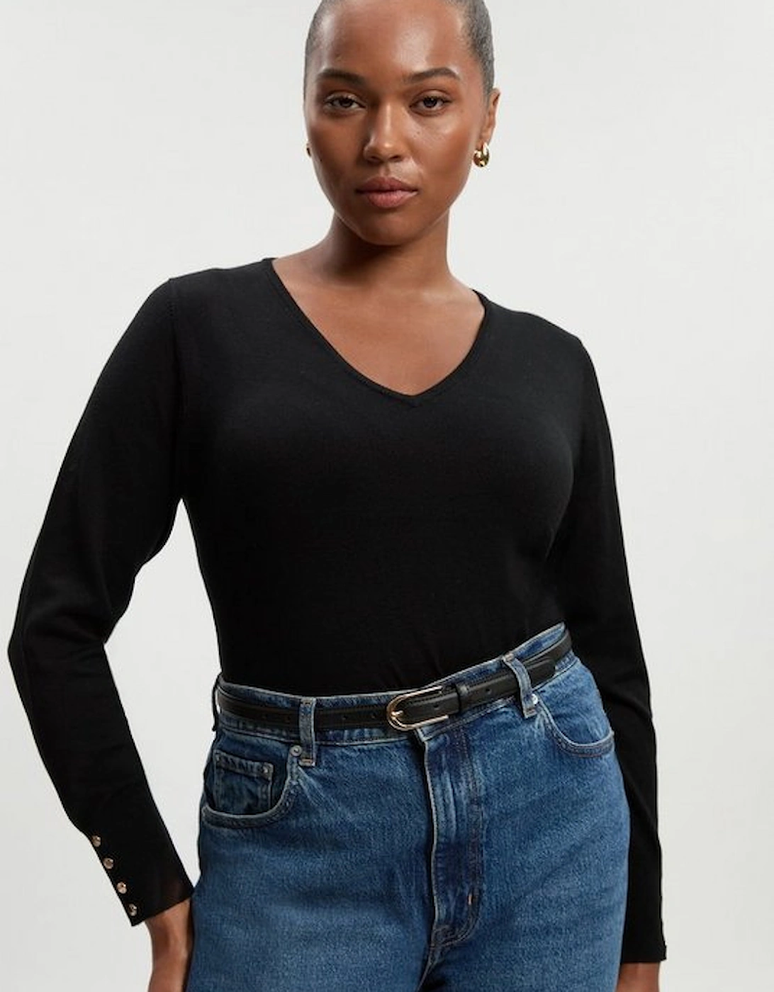 Plus Size Viscose Blend Knitted V Neck Jumper, 4 of 3